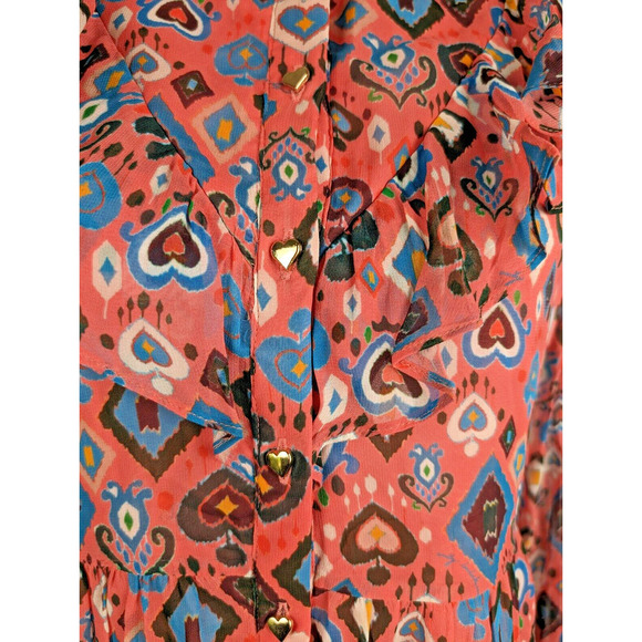 Emily Lovelock Julia Mini Dress in Pink Heart Multi Long Puff Sleeve S US 4-6 - Picture 7 of 12